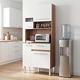 Kingshouse Alacena Rack de Cocina con 6 Puertas y 1 Cajón Color Blanco, Estantes para Microondas, Café y Trastes,...