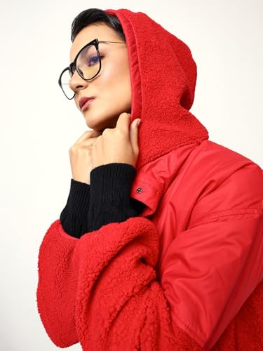 Image of High Star Women Printed Polyster Oversized Fit Hood Long Sleeve Sweatshirts