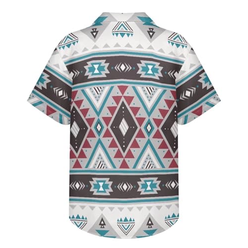 Mens Casual Short Sleeve Button Down Shirts Regular Fit Western Aztec Print Hawaiian Shirt for Men2