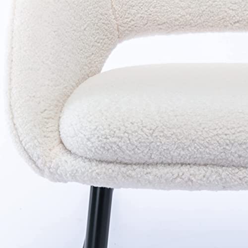 Ssline Faux Fur Vanity Chair Elegant White Furry Makeup Desk Chairs For Girls Women Modern Comfy Fluffy Arm Chair With Black Gold Metal Legs In Bedroom Living Room(1 Pack) #TOP5
