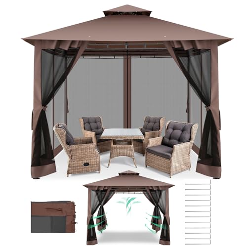 COBIZI Cold-Proof Double Roof Gazebo with Metal Frame