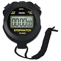 Digital Stopwatch Timer Only Stopwatch Mode, ON/Off Button No Alarm No Clock No Whistle, Silent Basic Operation Children Friendly, PULIVIA Sport Stop Watch for Coaches Kids Running Trainning, Black