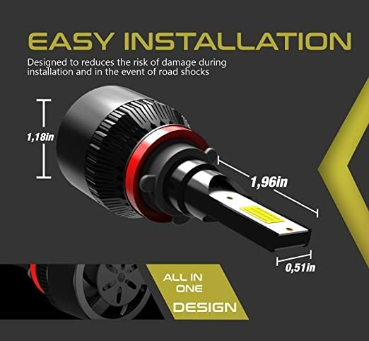 1111　　LEDライト SUPER LED CODE H8 H9 H11 8000K 12V | Amazon.com.br