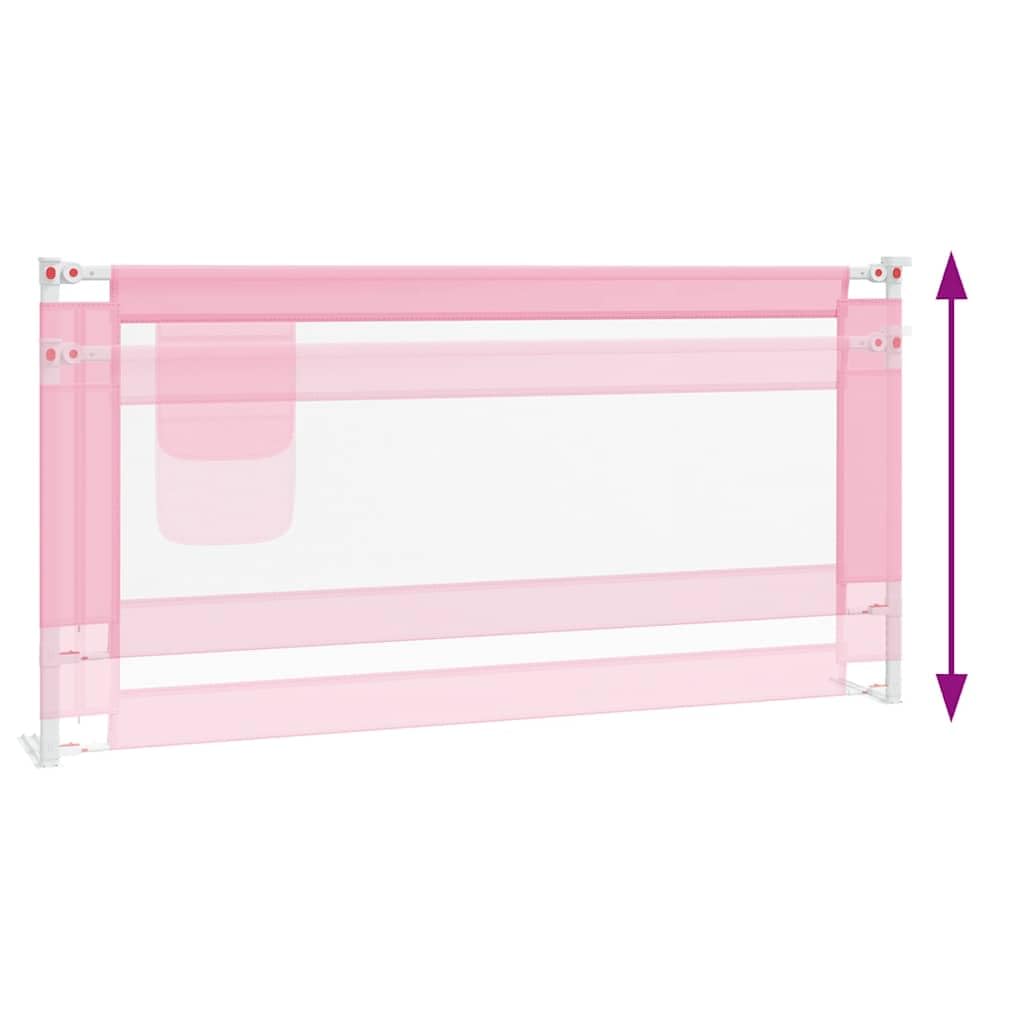 Kleinkind-Bettschutzgitter Rosa 180x25 cm Stoff mit höhenverstellbarem Rausfallschutz für Kinderbett, Bettbarriere, Seitenschutz und Babysicherheit im Schlafzimmer