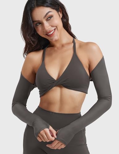 Image of YEOREO Women Crop Top Long Sleeve Bolero Open Front Workout Cropped Shirts Sports Shrug