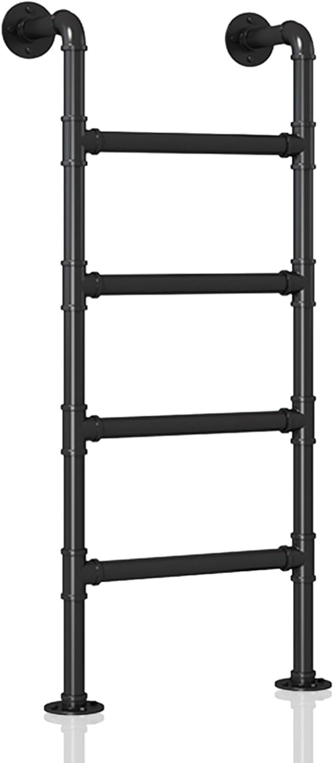 4-Rung Bunk Bed Ladder,4.8ร1.5FT Wall-to-Floor Window Well Egress Climbing Ladder, Wrought Iron 330lbs Capacity, Indoor Outdoor for Basements, Attics, Lofts, Dorms & Home (4.8FT/146cm)