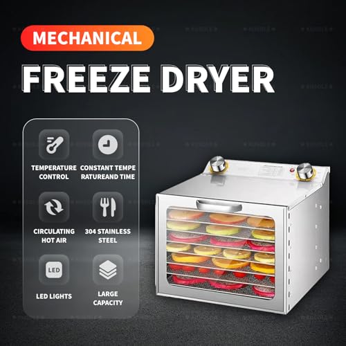 Commercial Food Freeze Dryer Machine - 400W, 8-12 Layers, Timer Control, 35-90℃ Temperature Range, 6-Inch Fan for Efficient Drying of Fruits & Vegetables - 8thfloor