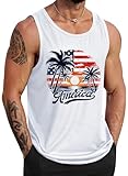 VOGSTART Men 4th of July Crew Neck Sleeveless Clothing Comfortable Muscular Fashion Tank Top L