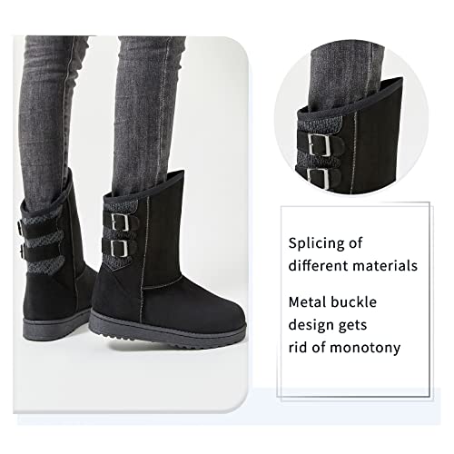 Moudki Womens Winter Boots Mid-calf Snow Boots Fashion Warm Boots for Women Cute Furry Slip On Boots3