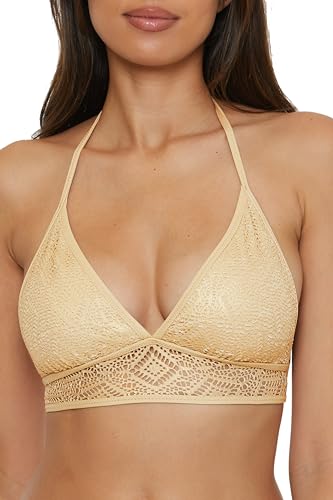 BECCA Women's Polished Halter Bikini Top, Adjustable, Tie Back, Swimwear Separates
