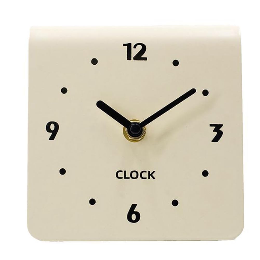 CTRLZS Clock Simple Retro Living Room Decor Silent Desktop Clock Clock Decor Creamy White
