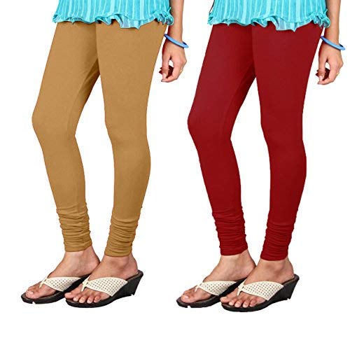 V-cut solid premium four way stretchable cotton lycra churidar leggings for womens and girls(Combo pack of two)-image-23