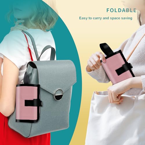 Image of Luggage Cup Holder for Suitcases - Free Hand Drink Carrier, Multifunctional Travel Cup Holder Fits Suitcase Handles, Travel Accessories (Pink)