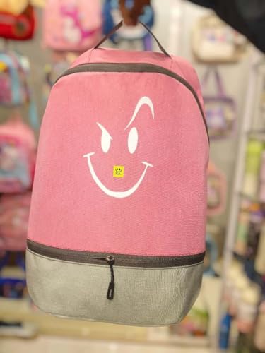 Image of Smile Wink Emoji Backpack for Kids| Washable School Bag with 2 Pockets| Lightweight Cute Luggage for Unisex| Travel & Casual Comfortable Shoulder Straps Baggage-(Assorted) Pack of 1