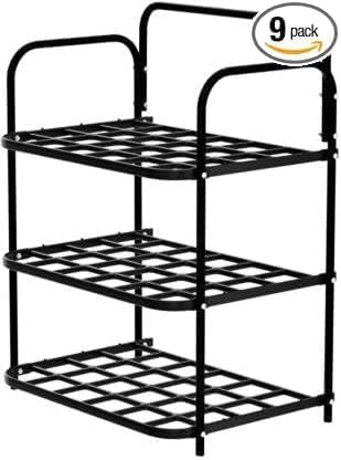 Image of RIVATR 3-Tier Shoe Rack, Adjustable Shoe Shelf Storage Organizer Iron Free Standing Shoe Rack for Entryway Closet Doorway, Holds Up to 9 Pairs of Shoes, Easy Assembly, Space-Saving Design (3 Layer)