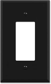 OVERSIZED 1 Gang Rocker - Decorator Black Metal Wall Plate - Switch Plate for Decorator Style Light Switches, GFCI, Electrical Plug Outlets, Steel Painted Black - UL Listed, 5.5" x 3.5" - Made in USA
