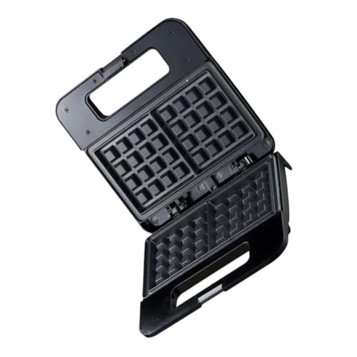 LOLIPPYY Máquina de Sándwich Eléctrica Mini con Placas Antiadherentes Doble Calefacción Rápida para Desayuno Tostadora y Gofrera con Control Automático y Base Antideslizante Color Negro