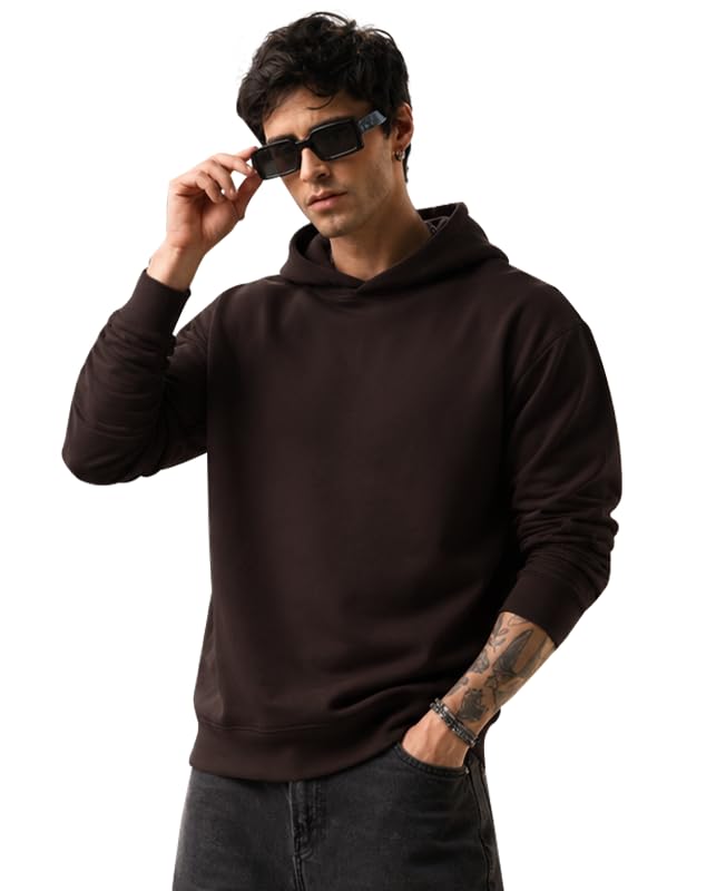 Image of SLEEPY NUTS Men Cotton Fleece Regular Fit Hooded Full Sleeve Sweatshirt