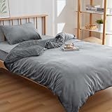 Housecover 寝具カバーセット フランネル生地 布団カバー 掛け布団カバー ファスナー仕様 ボックスシーツ 全周ゴム付き 枕カバー 合わせ式 ベッドシーツ 敷き布団カバー 洋式・和式兼用 洗い替え用 あったか マイクロファイバー 洗える 発熱 保温 静電気防止 丸洗いOK 冬 グレー シングル