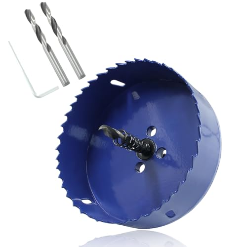 Image of Luomorgo 105mm /4 1 /8 inch Hole Saw, 1 1 /4 inch Cutting Depth | HSS Bi-Metal, For Wood Cornhole Boards, For Plastic Drywall, For Metal Sheet