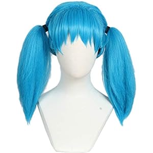 Linfairy Peluca de cola de caballo azul para mujer, disfraz de Halloween