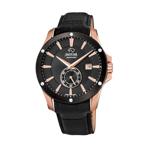 JAGUAR Reloj Modelo J882/1 de la colección ACAMAR, Caja de 44 mm Negro con Correa de Piel Negro para Caballero JAGUAR Reloj Modelo J882/1 de la colección ACAMAR, Caja de 44 mm Negro con Correa de Piel Negro para Caballero