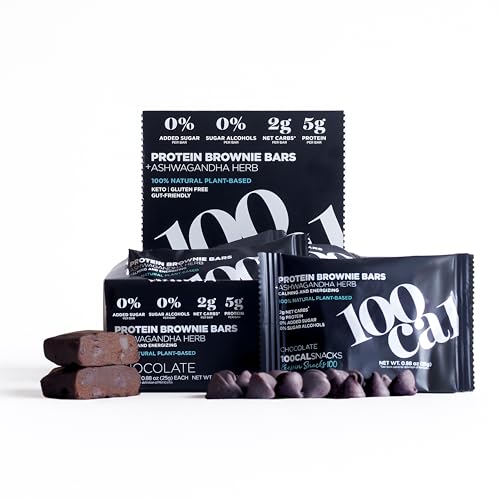 Chocolate Protein Bar Brownie | High Protein, Gluten Free Keto Snack with Vegan Protein for Healthy Gut and Weight Loss | Clean Protein Bars made with Organic Ingredients, Ashwagandha and MCT Oil | Wholesome Yum High Fiber Low Calorie Snacks 100 Calories each | Zero Added Sugar Snacks | 20 Units Snack Box | From 100 CAL SNACKS