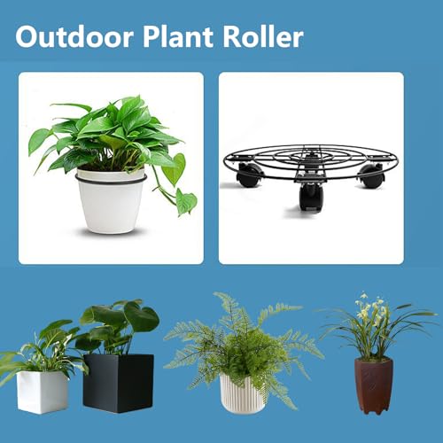Support roulant pour pot de fleurs robuste : lot de 2 chariots à roulettes extérieurs