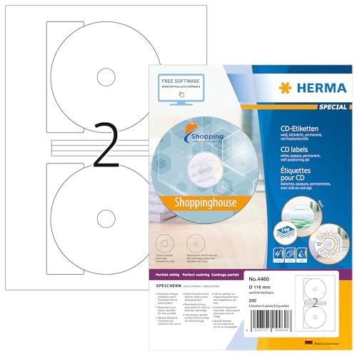 Herma 4460   Etiquetas para CD y DVD, blanco