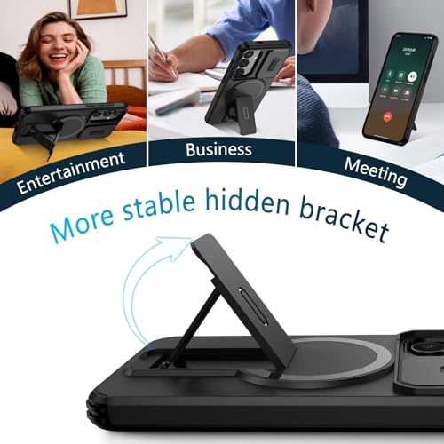 Image of ShieldTech MagStand Series Case for Samsung Galaxy S24 Plus 5G, Mobile Cover with Sliding Camera Shield, Mag-Safe, Kickstand, Shockproof for Samsung Galaxy S24 Plus 5G - Black