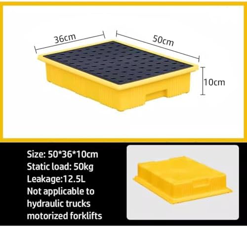 Spill Containment Pallet - Leak-Proof Plastic Drum Platform for Chemical Storage - Safe Industrial Use and Spill Management, 120x120x10cm