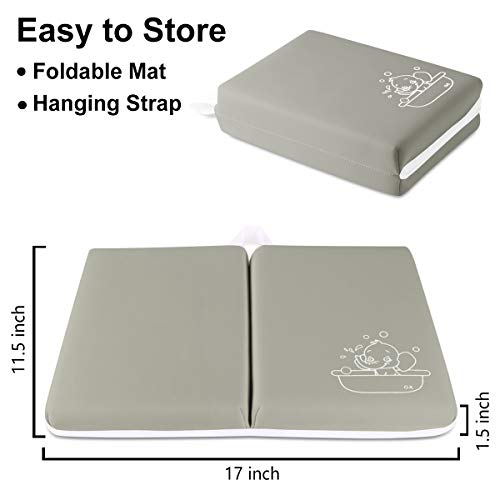 Image of Bath Knee Pad - 1.5inch Extra Thick Bath Kneeling Pad Non-Slip Rubber - Foldable Bathtub Knee Mat Large Safety Bath Kneeler Pad for Baby Bathtime, Garden Work, Exercise - Gray