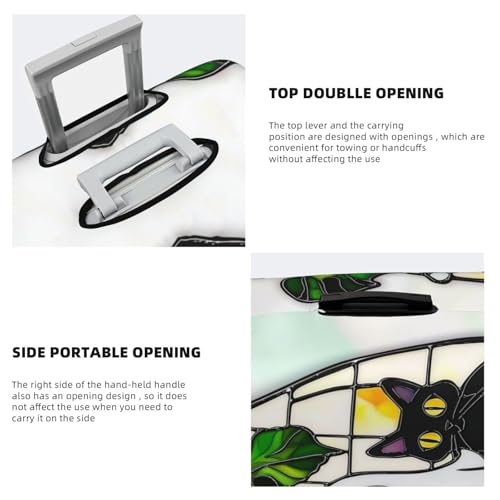 Cute Ghost Black Cat Green Plant Elastic Travel Luggage Covers Dustproof Scratch-Resistant Suitcase Protector Fit 22-24 Inch3