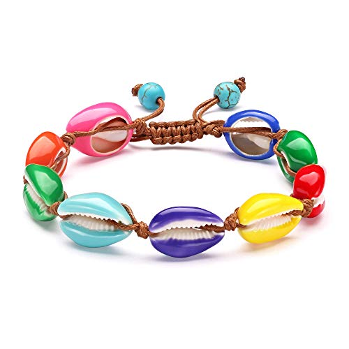 NRRN Pearl Anklet Handmade 18k Gold Plated Dainty Boho Beach Cute Ankle Bracelet Adjustable Wafer Layered Turquoises Dangle Coins Foot Chain for Women