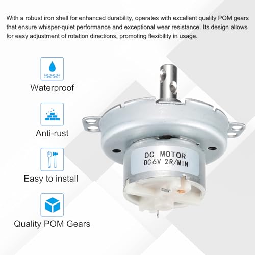 Moteur électrique à vitesse lente JS-50T 6V CC 2 tr/min avec arbre en D - 3