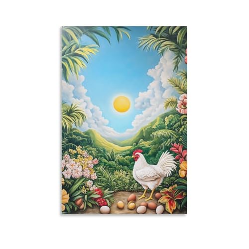 Coq murale décoration sur toile haute définition peinture moderne 50x75