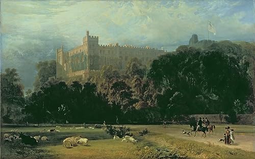 Peinture murale vue du château d'Arundel William Daniell pour salon élégant
