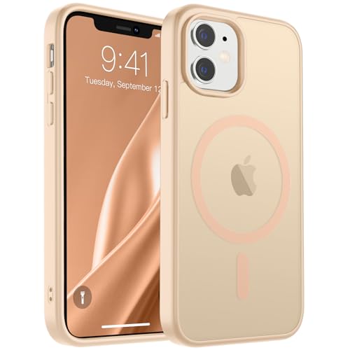 Image of SUPFINE Magnetic for iPhone 11 Case (Compatible with MagSafe) (Military Grade Drop Protection) Slim Translucent Matte Shockproof with Anti-Fingerprint Phone Case,Sand Pink
