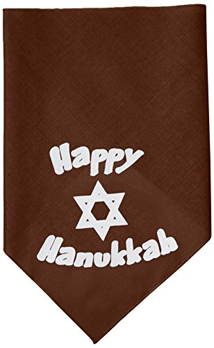 Mirage Pet Products Happy Hanukkah Screen Print Bandana for Pets, Large, Cocoa