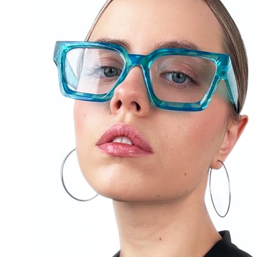 Image of livho Oversized Eyewear Frame for Woman and Men - Rectangle Fashion Glasses for Computer, Chic Preppy Frame