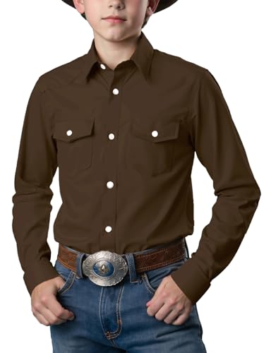 Image of Spring&Gege Boys' Long Sleeve Western Cowboys Pearl Snap Button Down Shirts (5-14 Years)