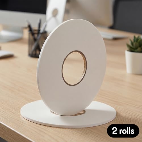 Image of Tatuo 2 Rolls Double Sided Foam Tape PE Foam Tape Sponge Soft Mounting Adhesive for DIY Craft Picture Poster Hanging(1 /4 Inch by 66 Feet,White)