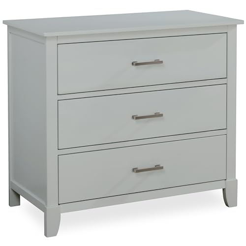 Image of Dream On Me Universal 3 Drawers Chest | Kids Bedroom Dresser | Three Drawers Dresser Mid Century Modern, Silver Grey Pearl