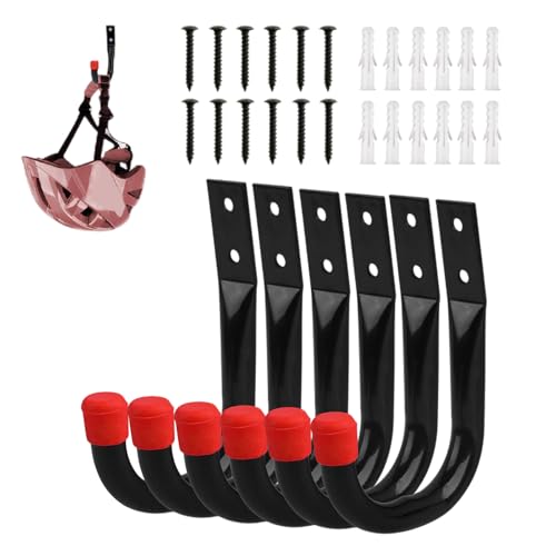 ガレージフック、ラダーハンガー, 6個セット多用途高耐久 J自転車フック, 耐荷重 頑丈で耐久性のある, 壁掛けはしご、自転車、ホース、電動工具、 屋内 、屋外用