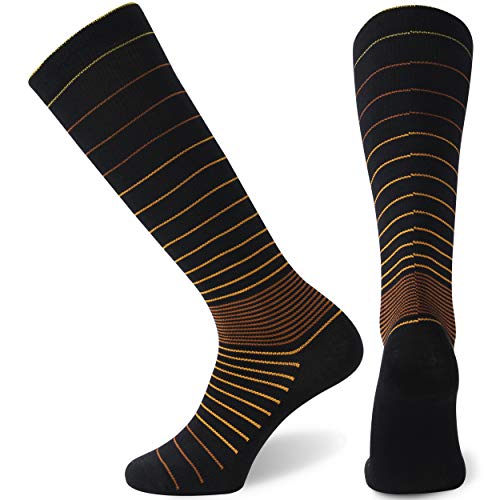 SuMade Medizinische Kompressionsstrümpfe für Damen, bunt, athletisch, kniehoch, Joggen, Workout, Schwangerschaft, Feuchtigkeitstransport, 1 Paar (Orange, S/M) Cover