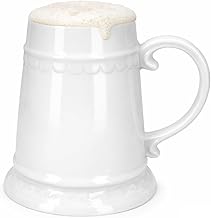 MamboCat Residenz Chope avec anse I 0,5 l I Chope à bière conique blanche en céramique avec relief I Chope à bière bombée brillante I Barbecue Party Club