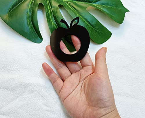 Acrylic Apple Napkin Rings, Apple Napkin Ring For Wedding Signs, Bridal Shower Party Décor, Engagement Apple Shaped Crafting Sets Of 10 (Black) #TOP3