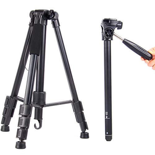 Regetek Camera Tripod Travel Monopod(65" Aluminum Professional Video Camera Mount Leg) Adjustable Stand with Flexible Head for Canon Nikon DV DSLR Camcorder Gopro cam& Carry Bag