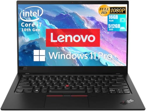 Lenovo ThinkPad X1 Carbon Gen 8 Laptop Computer, 14" FHD Business Laptop, Intel Core i7-10510U, 16GB RAM 512GB SSD, Backlit Keyboard, HDMI, Thunderbolt 3, Windows 11 Pro (Renewed)