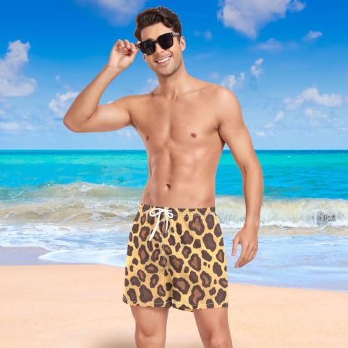 Bañador de secado rápido con estampado abstracto dorado de leopardo para hombre 7